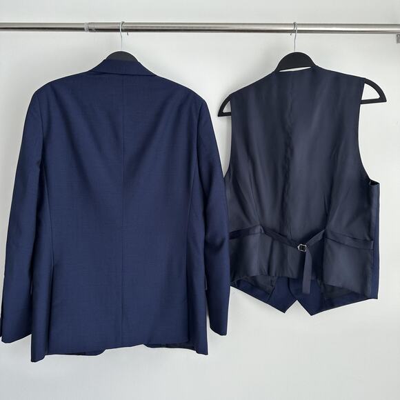Reiss Suit Jacket Vest Set 2 Piece Mens 38 Navy Blue Duke Wool Mohair Formal - Picture 8 of 16